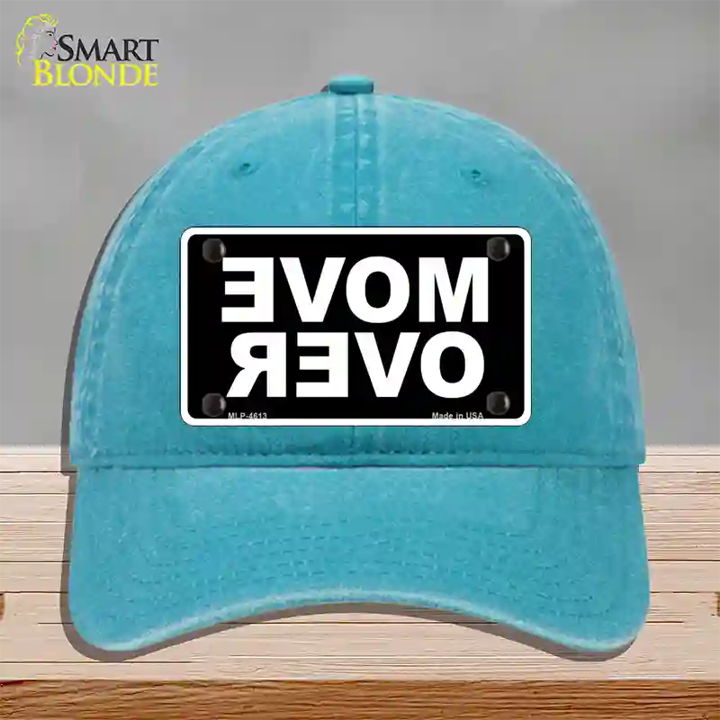 Move Over Black Novelty License Plate Hat Unconstructed Cotton / Lake Blue