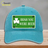 Irish You Were Beer Novelty License Plate Hat Unconstructed Cotton / Lake Blue