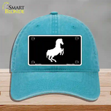 Horse Novelty License Plate Hat Unconstructed Cotton / Lake Blue