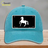 Horse Prancing Novelty License Plate Hat Unconstructed Cotton / Lake Blue