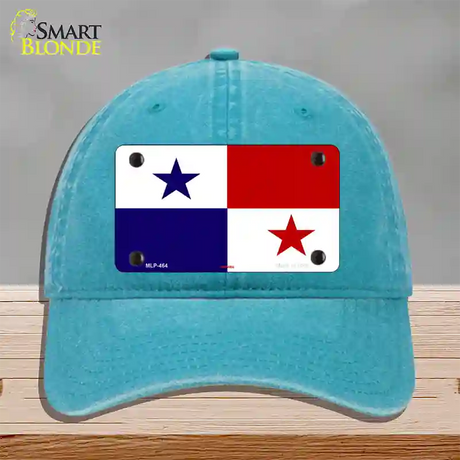 Panama Flag Novelty License Plate Hat Unconstructed Cotton / Lake Blue