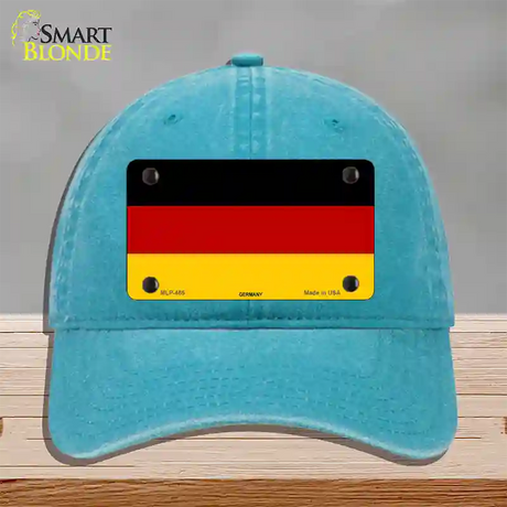 Germany Flag Novelty License Plate Hat Unconstructed Cotton / Lake Blue