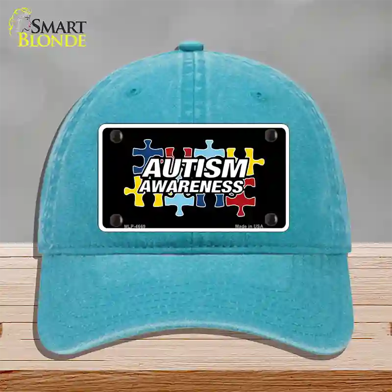 Autism Awareness Novelty License Plate Hat Sign Unconstructed Cotton / Lake Blue