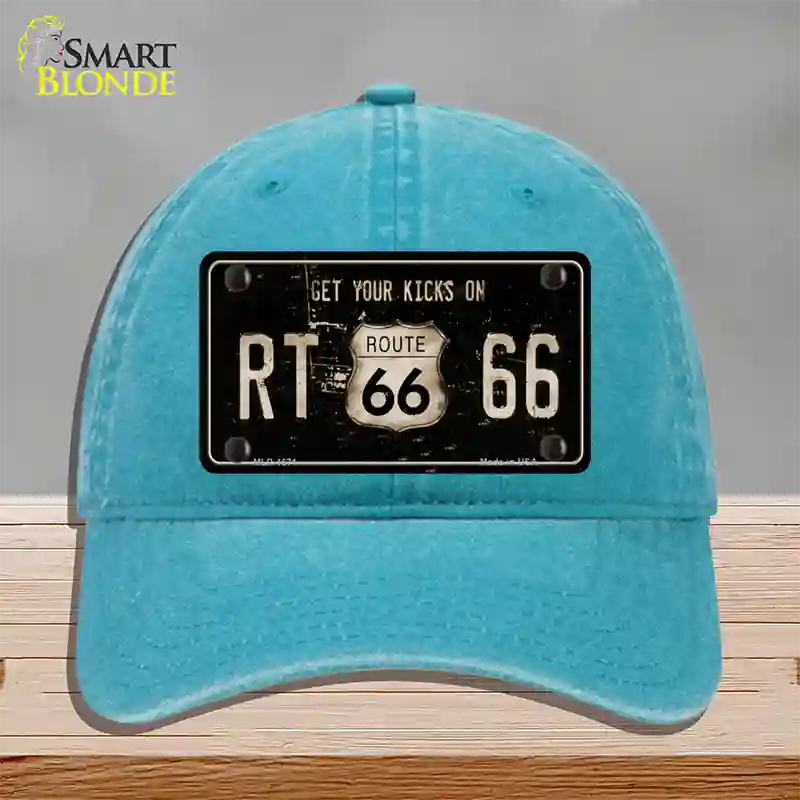 Route 66 Get Your Kicks Novelty License Plate Hat Unconstructed Cotton / Lake Blue