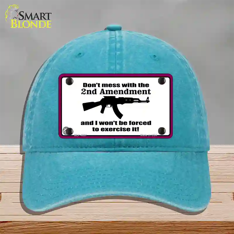 I Wont Be Forced To Use It Novelty License Plate Hat Unconstructed Cotton / Lake Blue