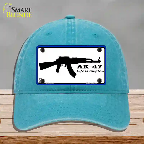 Life Is Simple Novelty License Plate Hat Unconstructed Cotton / Lake Blue