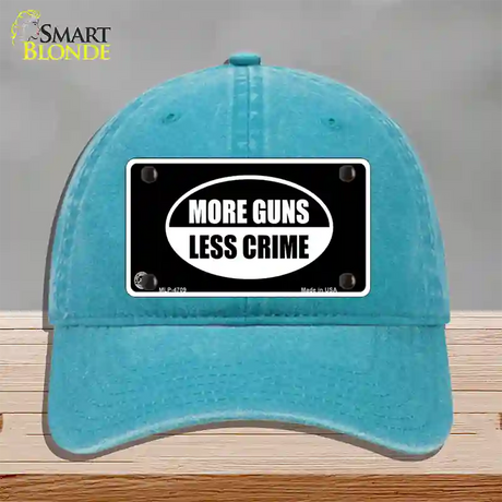 More Guns Less Crime Novelty License Plate Hat Unconstructed Cotton / Lake Blue