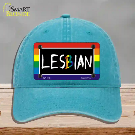 Lesbian Novelty License Plate Hat Unconstructed Cotton / Lake Blue