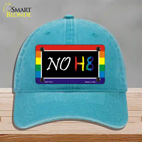 NO H8 Novelty License Plate Hat Unconstructed Cotton / Lake Blue