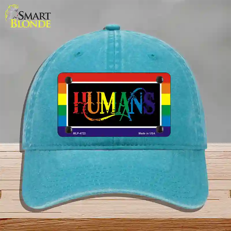 Humans Novelty License Plate Hat Unconstructed Cotton / Lake Blue