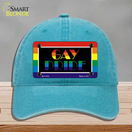 Gay Pride Novelty License Plate Hat Unconstructed Cotton / Lake Blue