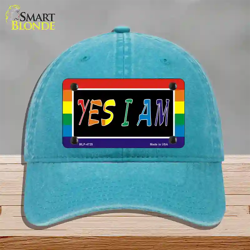 Yes I Am Novelty License Plate Hat Unconstructed Cotton / Lake Blue