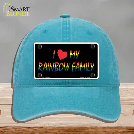 I Love My Rainbow Family Novelty License Plate Hat Unconstructed Cotton / Lake Blue