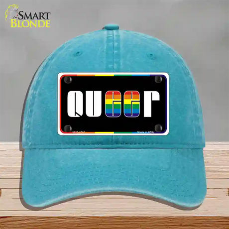 Queer Novelty License Plate Hat Unconstructed Cotton / Lake Blue