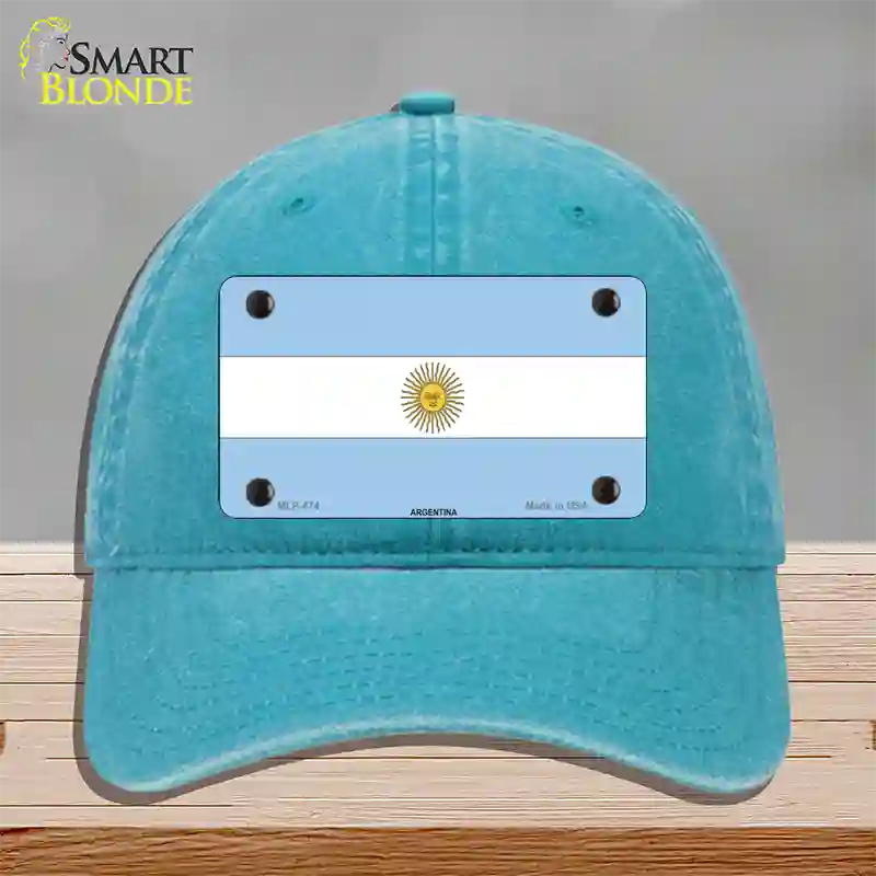 Argentina Flag Novelty License Plate Hat Unconstructed Cotton / Lake Blue