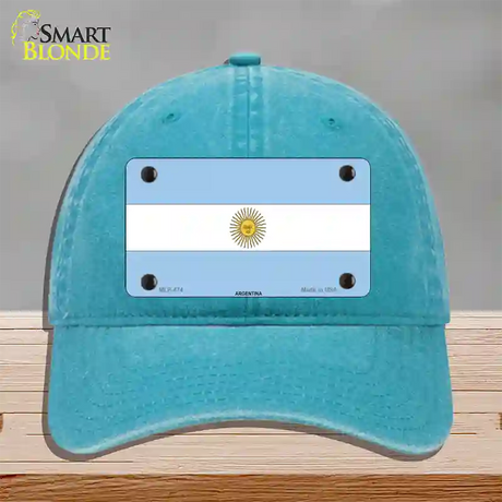 Argentina Flag Novelty License Plate Hat Unconstructed Cotton / Lake Blue