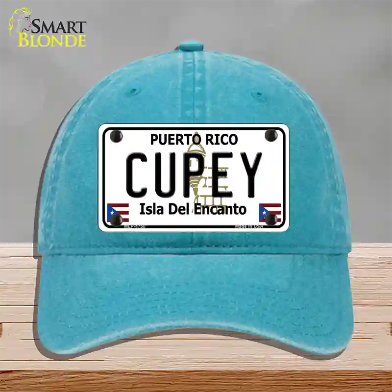 Cupey Puerto Rico Novelty License Plate Hat Unconstructed Cotton / Lake Blue