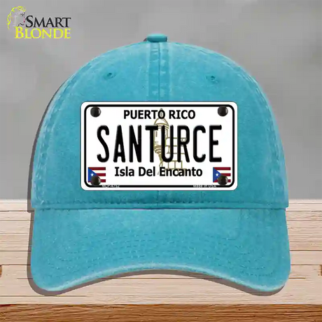 Santurce Puerto Rico Novelty License Plate Hat Unconstructed Cotton / Lake Blue