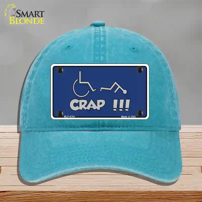 Handicap Crap Logo Novelty License Plate Hat Unconstructed Cotton / Lake Blue