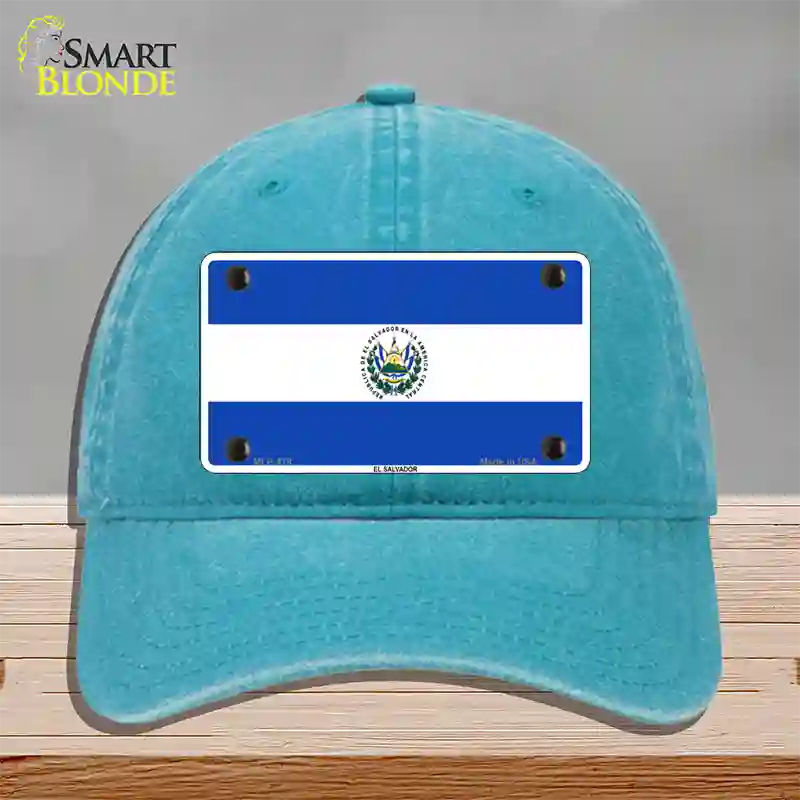 El Salvador Flag Novelty License Plate Hat Unconstructed Cotton / Lake Blue