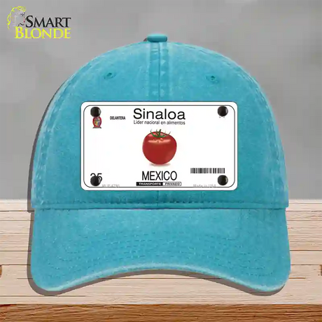 Sinaloa Mexico Novelty License Plate Hat Unconstructed Cotton / Lake Blue