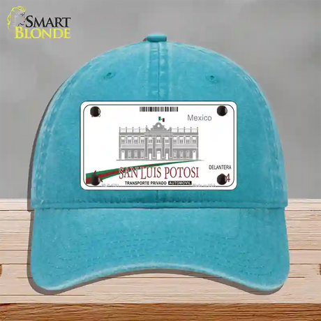 San Luis Potosi Mexico Novelty License Plate Hat Unconstructed Cotton / Lake Blue