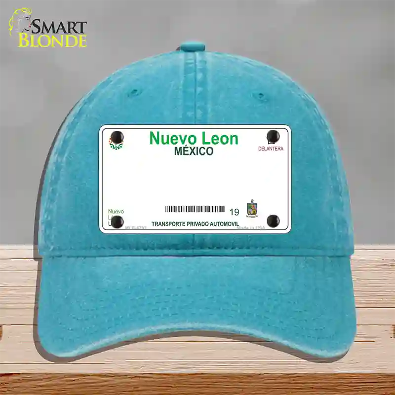 Nuevo Leon Mexico Blank Novelty License Plate Hat Unconstructed Cotton / Lake Blue