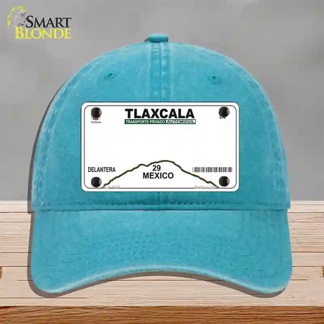 Tlaxcala Mexico Novelty License Plate Hat Unconstructed Cotton / Lake Blue