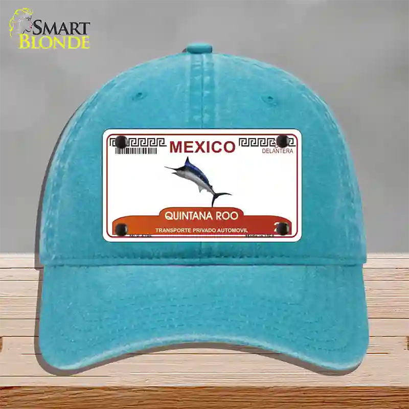 Quintana Roo Mexico Novelty License Plate Hat Unconstructed Cotton / Lake Blue