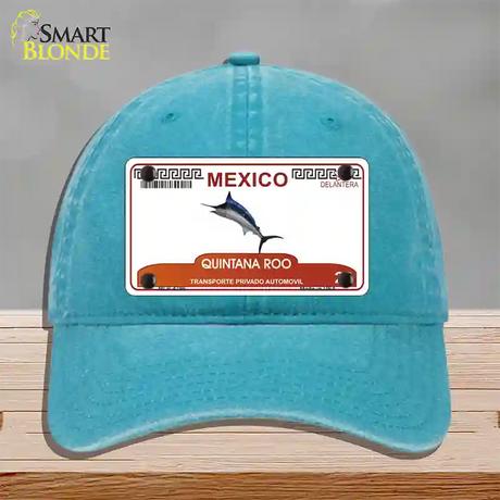 Quintana Roo Mexico Novelty License Plate Hat Unconstructed Cotton / Lake Blue