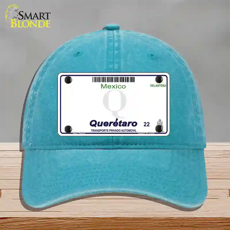 Queretaro Mexico Blank Novelty License Plate Hat Unconstructed Cotton / Lake Blue