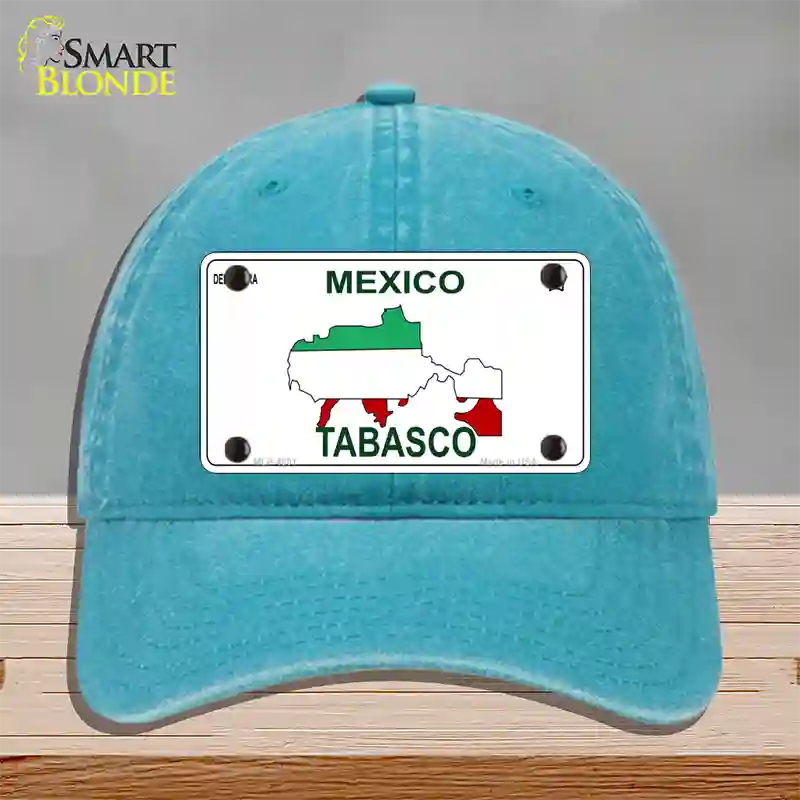 Tabasco Mexico Novelty License Plate Hat Unconstructed Cotton / Lake Blue