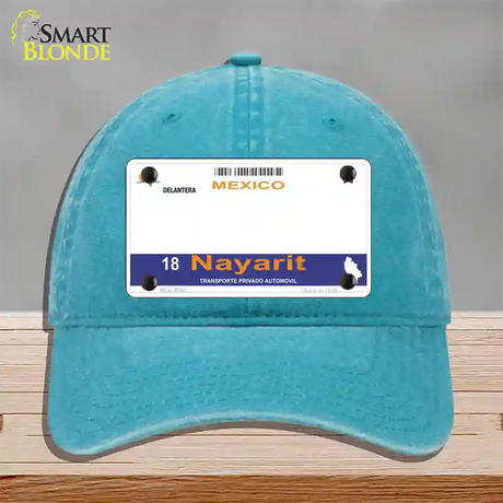 Nayarit Mexico Novelty License Plate Hat Unconstructed Cotton / Lake Blue