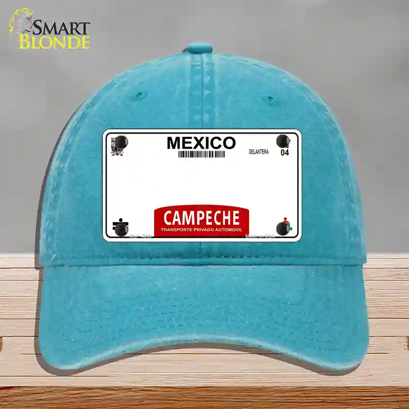 Campeche Mexico Blank Novelty License Plate Hat Unconstructed Cotton / Lake Blue