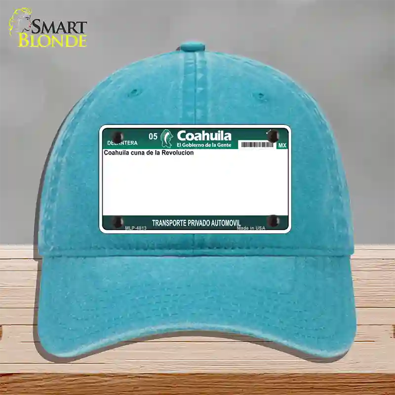 Coahuila Mexico Novelty License Plate Hat Unconstructed Cotton / Lake Blue