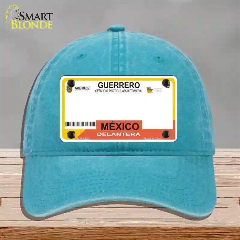 Guerrero Mexico Blank Novelty License Plate Hat Unconstructed Cotton / Lake Blue