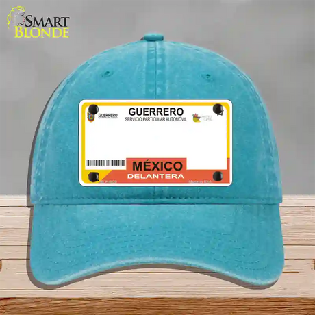 Guerrero Mexico Blank Novelty License Plate Hat Unconstructed Cotton / Lake Blue