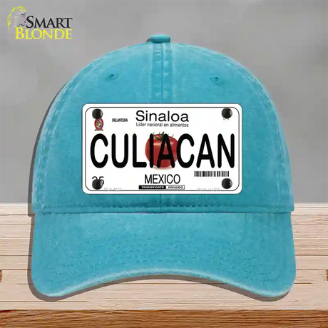 Culiacan Mexico Novelty License Plate Hat Unconstructed Cotton / Lake Blue