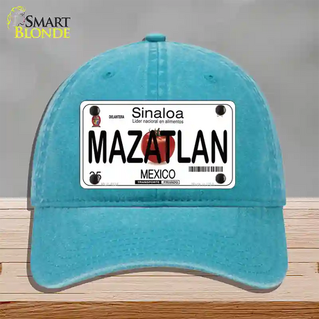 Mazatlan Mexico Novelty License Plate Hat Unconstructed Cotton / Lake Blue