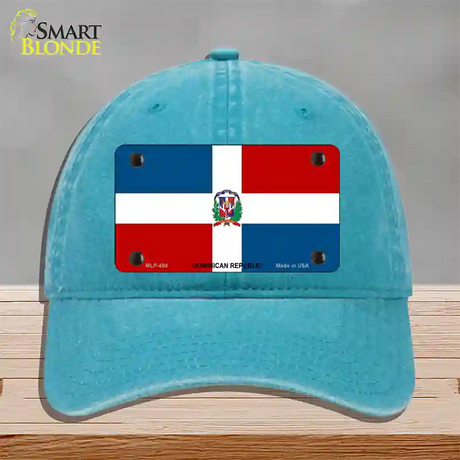 Dominican Republic Flag Novelty License Plate Hat Unconstructed Cotton / Lake Blue