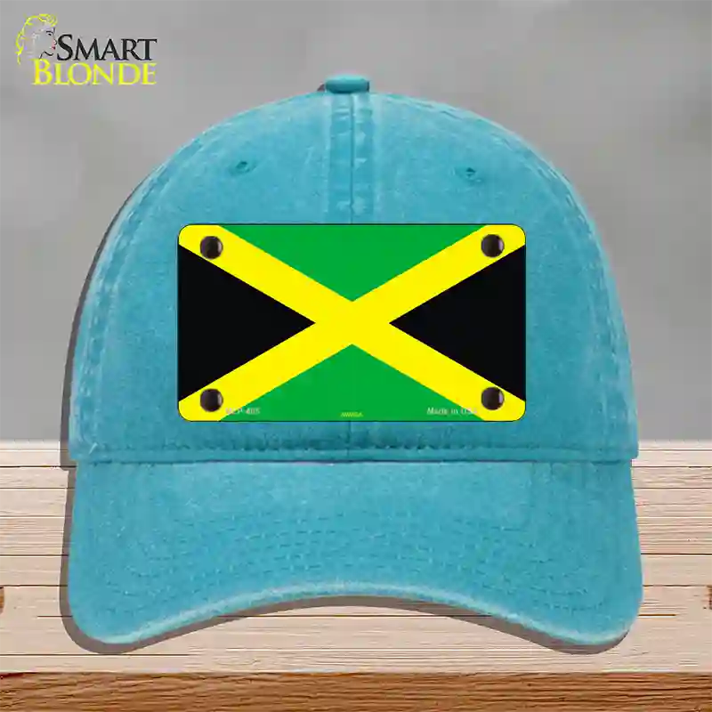 Jamaica Flag Novelty License Plate Hat Unconstructed Cotton / Lake Blue