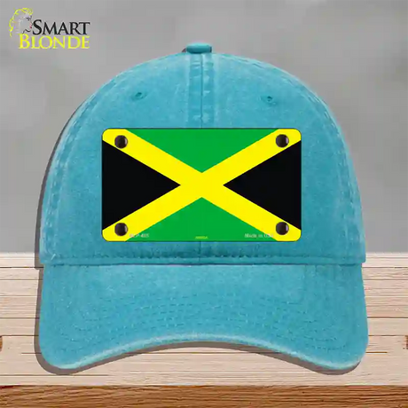 Jamaica Flag Novelty License Plate Hat Unconstructed Cotton / Lake Blue