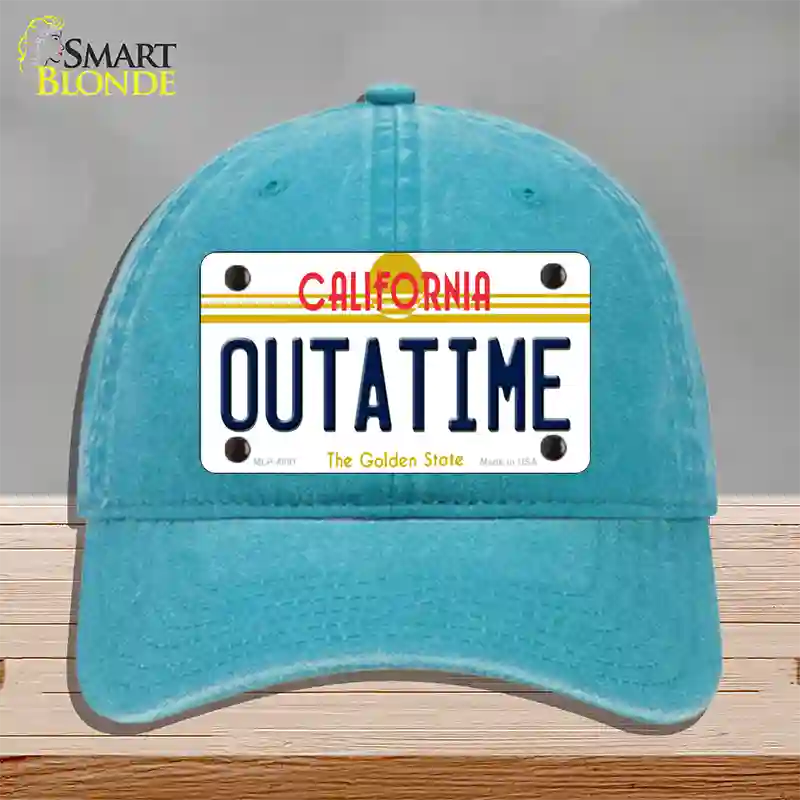 California Outtatime Novelty License Plate Hat Unconstructed Cotton / Lake Blue