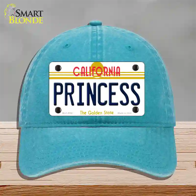 Princess California Novelty License Plate Hat Unconstructed Cotton / Lake Blue