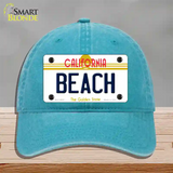 Beach California Novelty License Plate Hat Unconstructed Cotton / Lake Blue