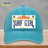 Surf Girl California Novelty License Plate Hat Unconstructed Cotton / Lake Blue