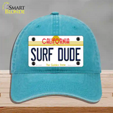 Surf Dude California Novelty License Plate Hat Unconstructed Cotton / Lake Blue