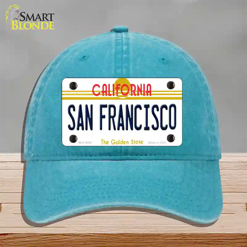 San Francisco California Novelty License Plate Hat Unconstructed Cotton / Lake Blue