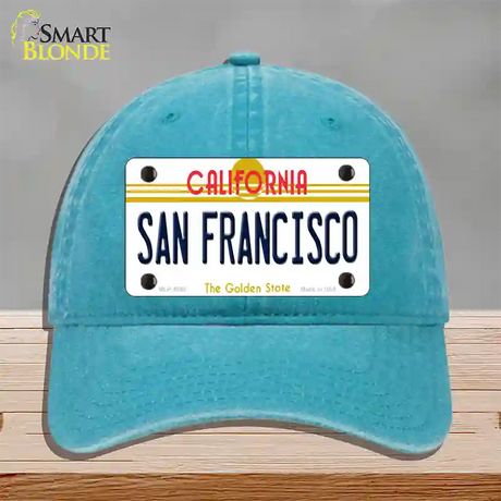 San Francisco California Novelty License Plate Hat Unconstructed Cotton / Lake Blue