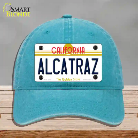 Alcatraz California Novelty License Plate Hat Unconstructed Cotton / Lake Blue